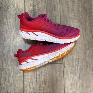 Hoka Women's Athletic Shoes in Fuchsia and Tangerine